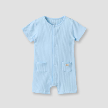 Juniors Round Neck Short Sleeves Romper with Snap Button Closure