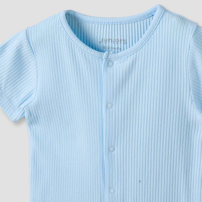 Juniors Round Neck Short Sleeves Romper with Snap Button Closure
