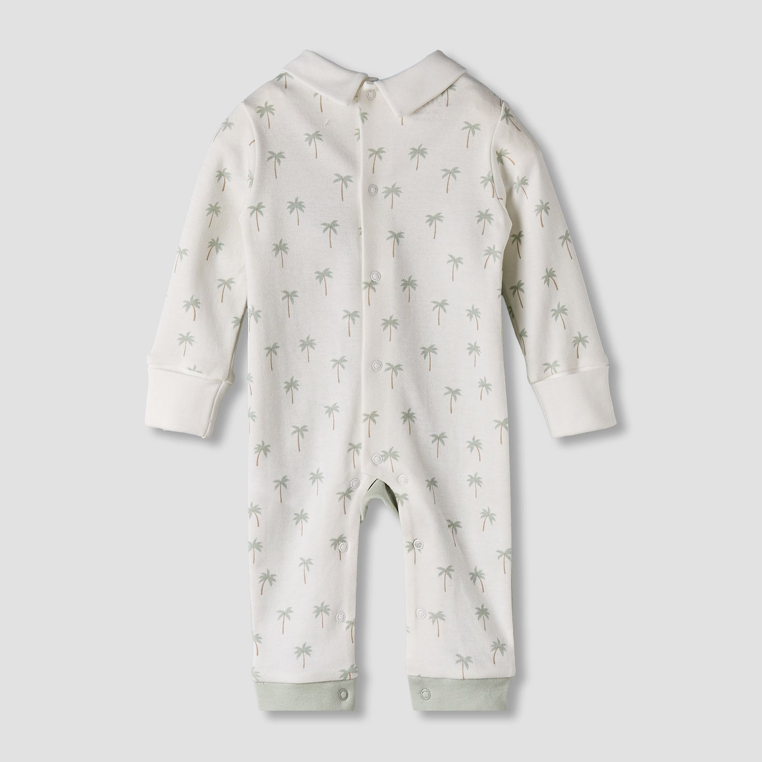 Juniors Cotton Peter Pan Collar Long Sleeves Sleepsuit with Snap Button Closure