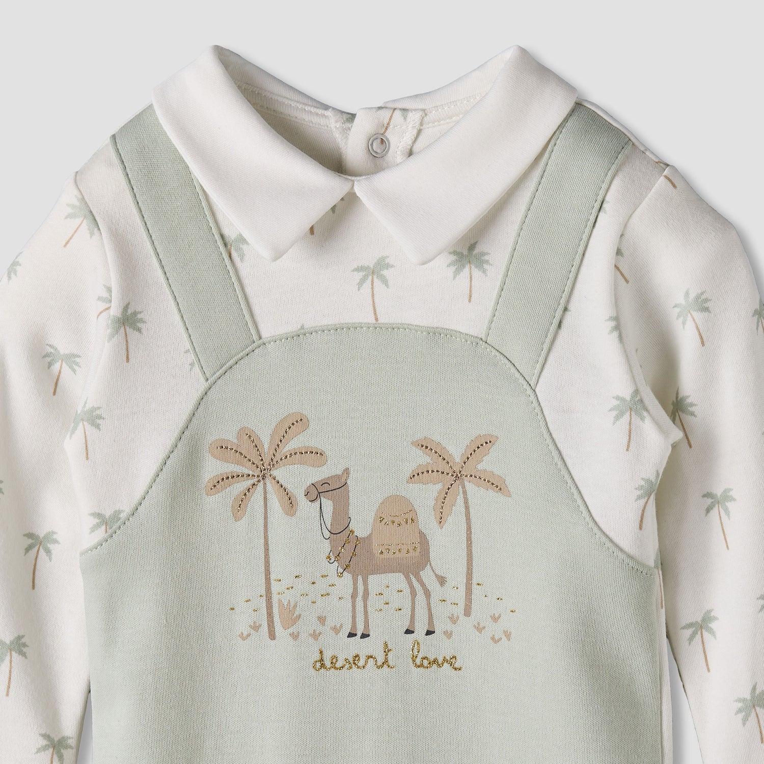 Juniors Cotton Peter Pan Collar Long Sleeves Sleepsuit with Snap Button Closure