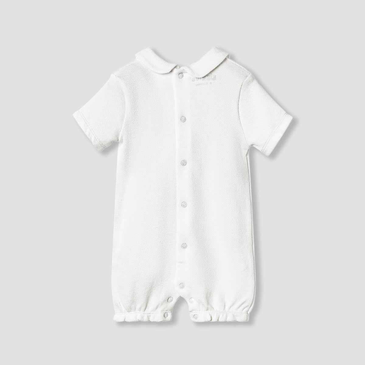 Giggles Lace Trim Collared Romper with Short Sleeves