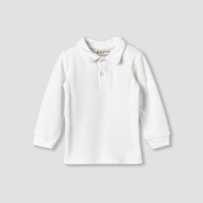 Giggles Collared Long Sleeves T-shirt and Dungaree Set with Applique Design