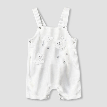 Giggles Collared Long Sleeves T-shirt and Dungaree Set with Applique Design