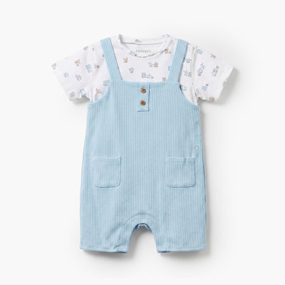 Juniors Crew Neck Short Sleeves Romper with Bunny Print