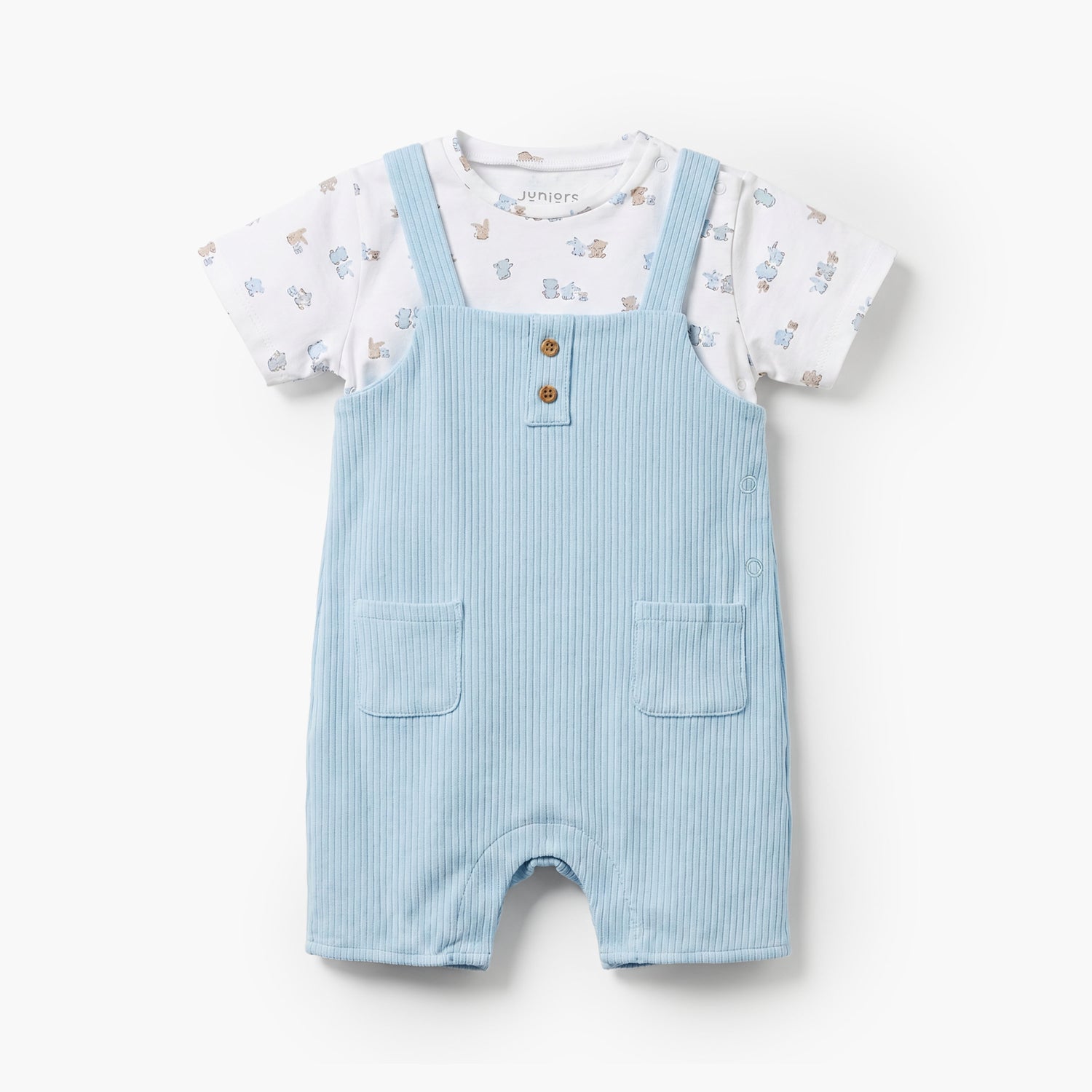 Juniors Crew Neck Short Sleeves Romper with Bunny Print
