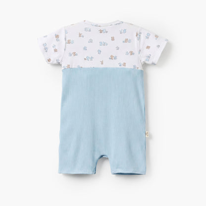 Juniors Crew Neck Short Sleeves Romper with Bunny Print