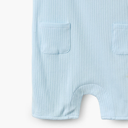 Juniors Crew Neck Short Sleeves Romper with Bunny Print