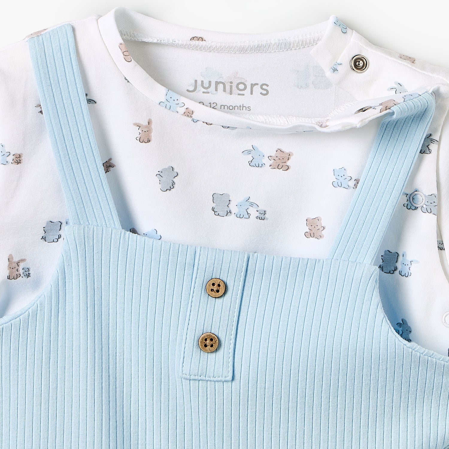 Juniors Crew Neck Short Sleeves Romper with Bunny Print