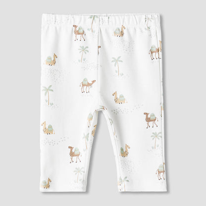 Juniors Cotton Collared Neck Long Sleeve Pyjama Set with Camel Print