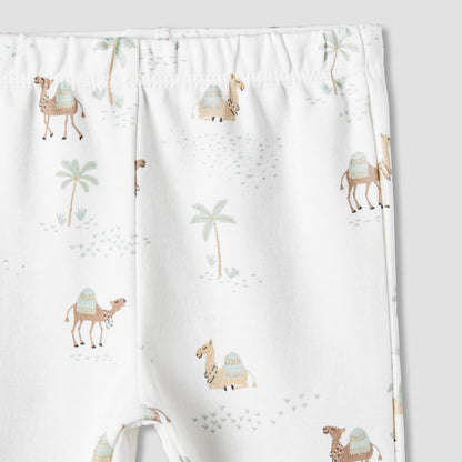 Juniors Cotton Collared Neck Long Sleeve Pyjama Set with Camel Print