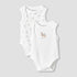 Pack of 2 Juniors Round Neck Sleeveless Bodysuit with Snap Button Closure - White / 12-18 mths