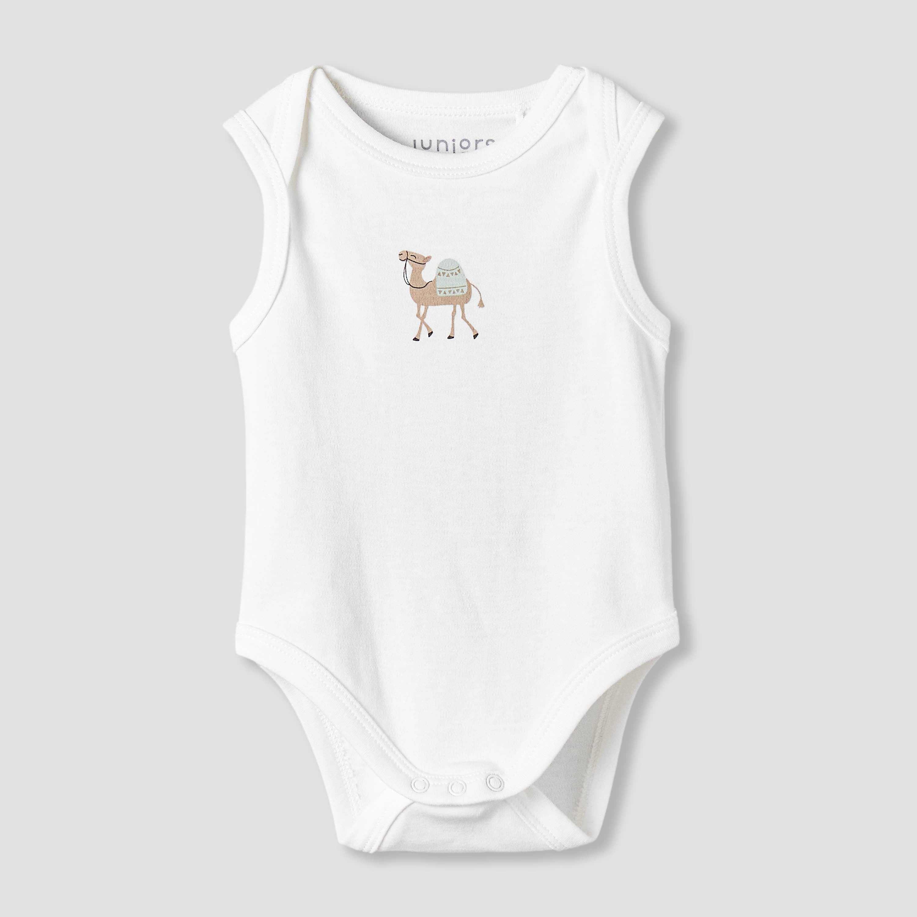 Pack of 2 Juniors Round Neck Sleeveless Bodysuit with Snap Button Closure