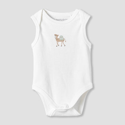Pack of 2 Juniors Round Neck Sleeveless Bodysuit with Snap Button Closure