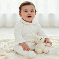 Giggles Peter Pan Collar Long Sleeves Sleepsuit with Butterfly Applique-undefined-image-1