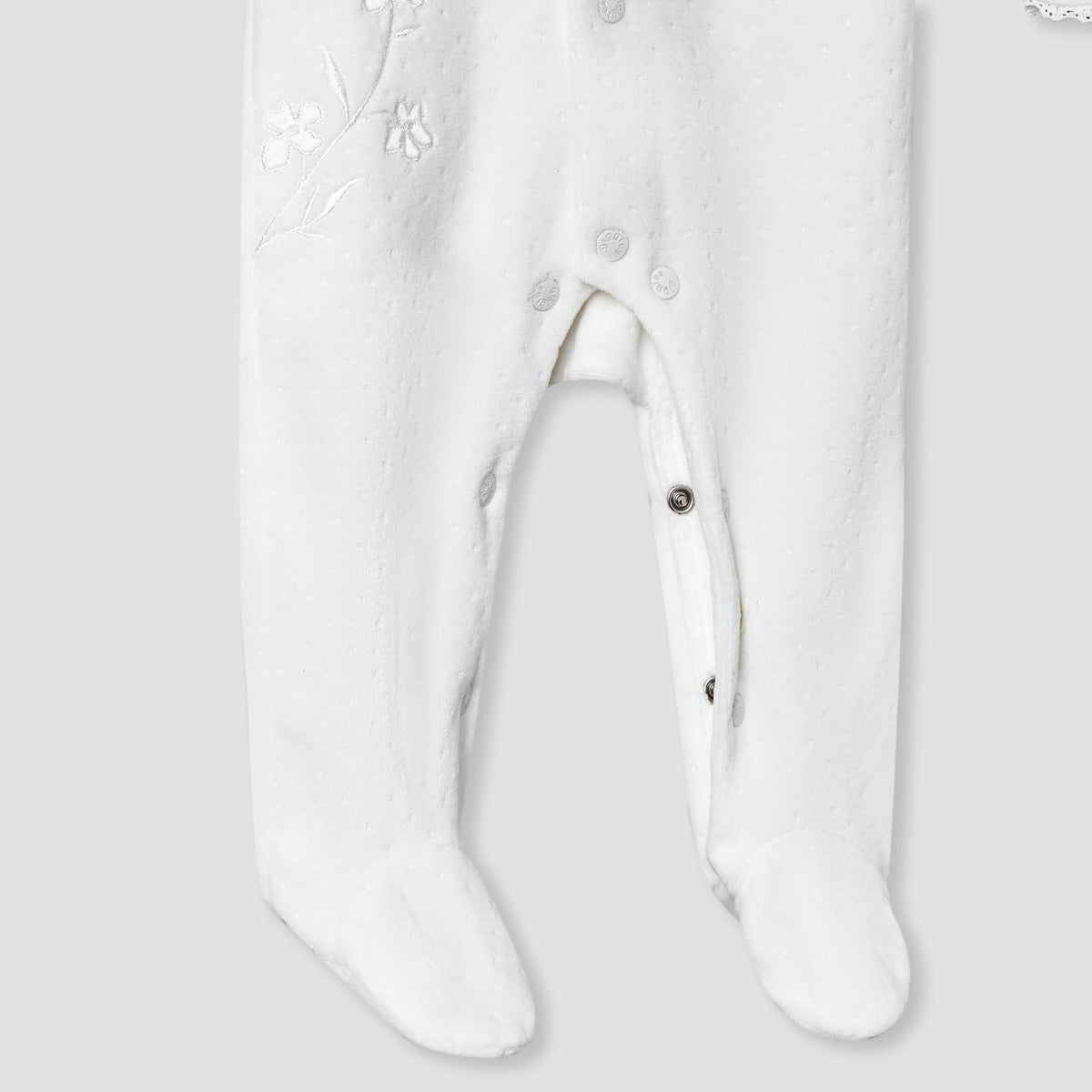 Giggles Peter Pan Collar Long Sleeves Sleepsuit with Butterfly Applique
