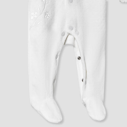 Giggles Peter Pan Collar Long Sleeves Sleepsuit with Butterfly Applique