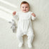 Giggles Round Neck Long Sleeves Sleepsuit with Butterfly Applique - White / 9-12 mths
