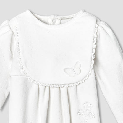 Giggles Round Neck Long Sleeves Sleepsuit with Butterfly Applique