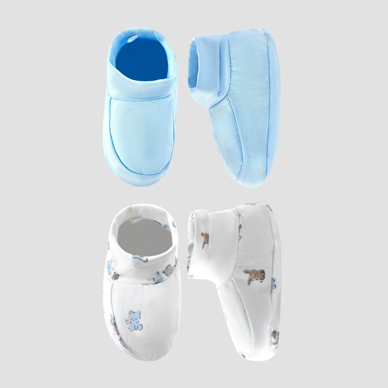 Pack of 2 Juniors Booties with Rolled Hem - Blue / 0-6 mths