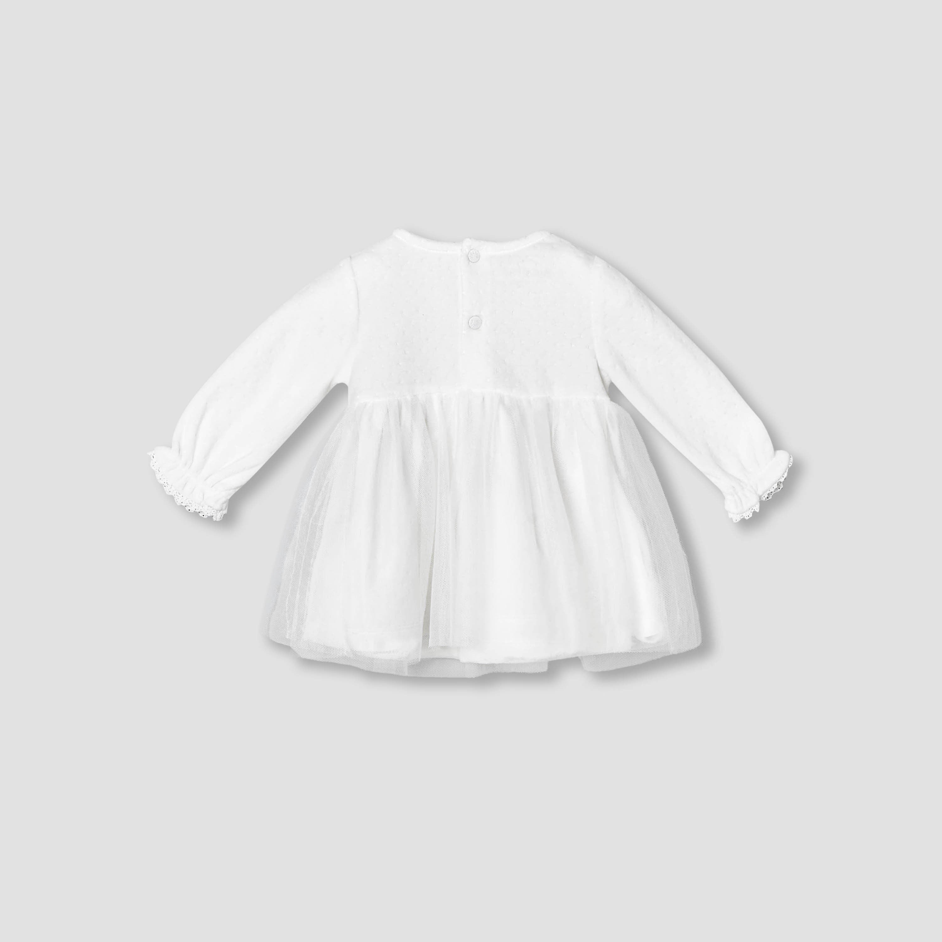 Giggles Round Neck Long Sleeves A-line Dress with Butterfly Applique