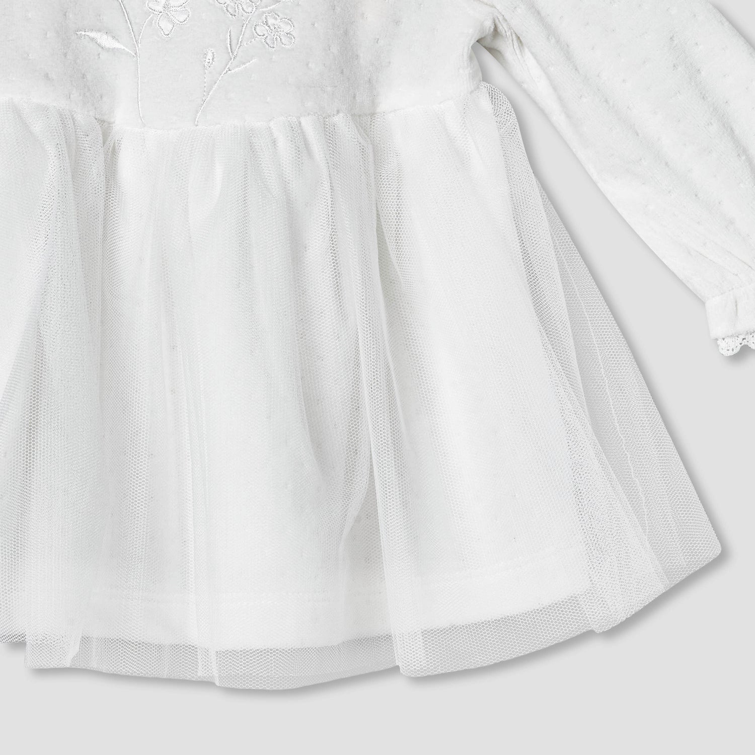Giggles Round Neck Long Sleeves A-line Dress with Butterfly Applique