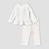 Giggles Round Neck Long Sleeve Pyjama Set with Embroidery - White / 9-12 mths