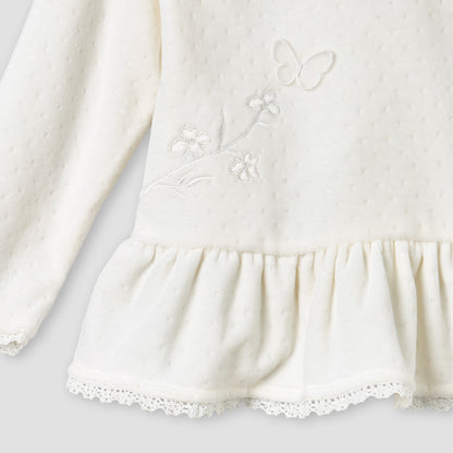 Giggles Round Neck Long Sleeve Pyjama Set with Embroidery