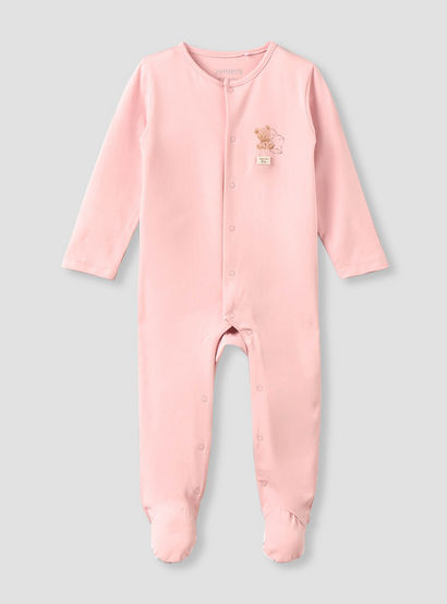 Juniors Cotton Crew Neck Long Sleeves Sleepsuit with Snap Button Closure-baby-girls-clothing-nightwear-sleepsuits-image-1