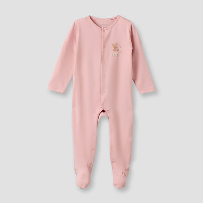 Juniors Cotton Crew Neck Long Sleeves Sleepsuit with Snap Button Closure