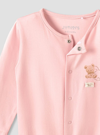 Juniors Cotton Crew Neck Long Sleeves Sleepsuit with Snap Button Closure-baby-girls-clothing-nightwear-sleepsuits-image-3