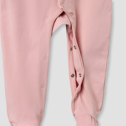 Juniors Cotton Crew Neck Long Sleeves Sleepsuit with Snap Button Closure