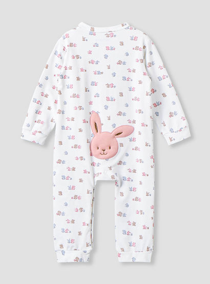 Juniors Cotton Mandarin Collar Long Sleeves Sleepsuit with Snap Button Closure-baby-girls-clothing-nightwear-sleepsuits-image-2