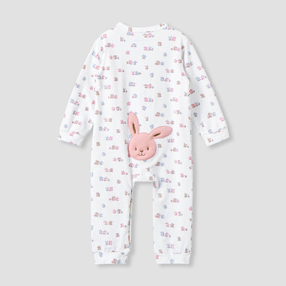 Juniors Cotton Mandarin Collar Long Sleeves Sleepsuit with Snap Button Closure