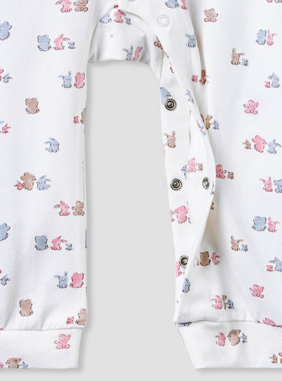 Juniors Cotton Mandarin Collar Long Sleeves Sleepsuit with Snap Button Closure-baby-girls-clothing-nightwear-sleepsuits-image-4