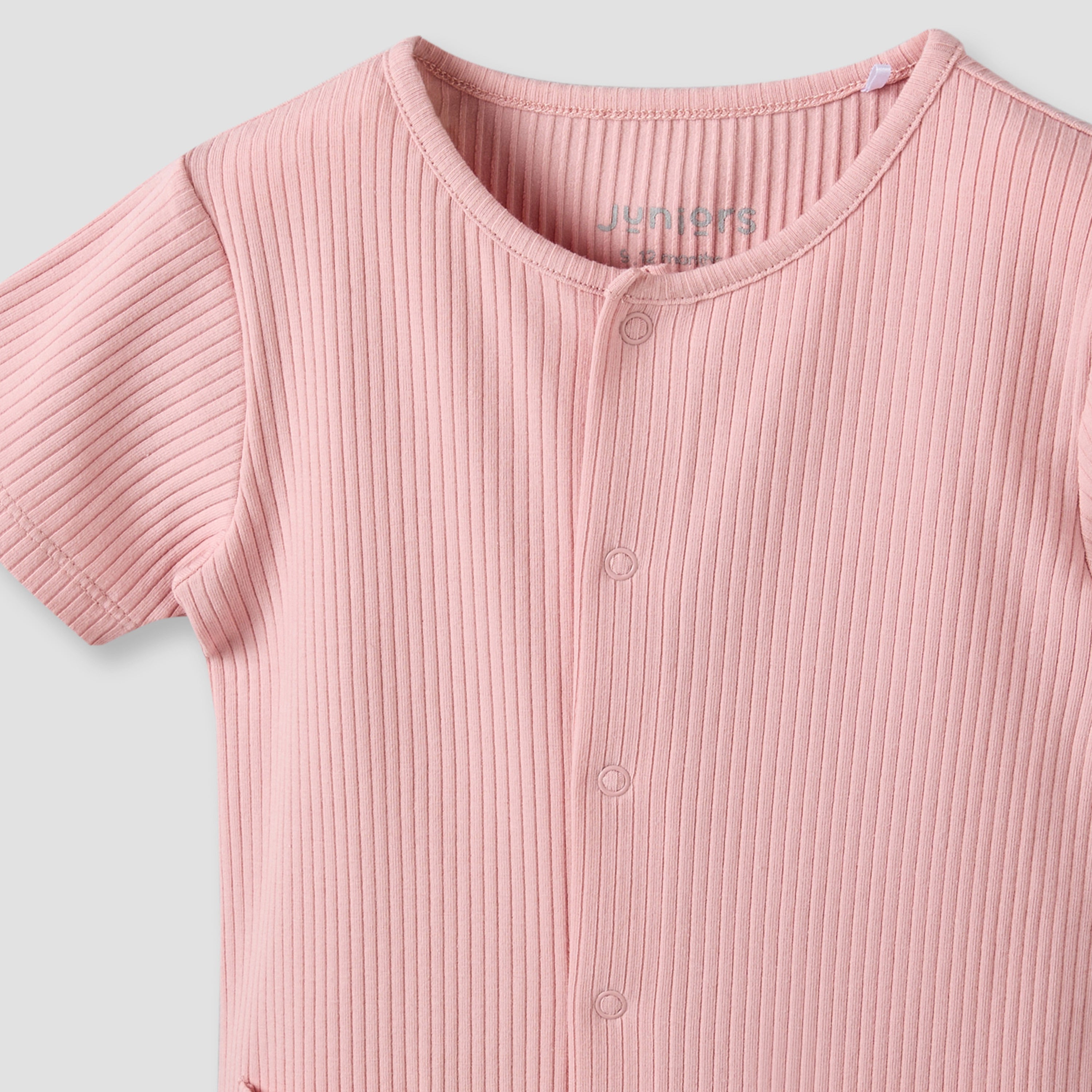 Juniors Round Neck Short Sleeves Romper with Pockets