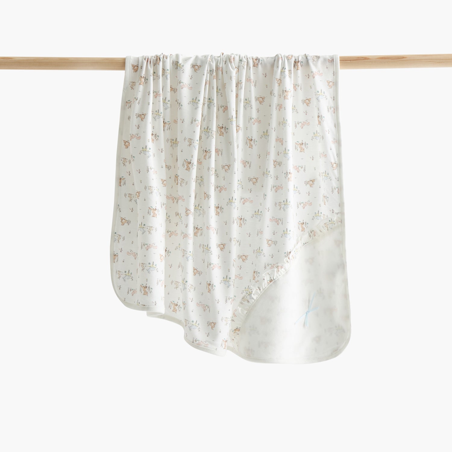 Giggles Safari Print Receiving Blanket with Hood - 70x70 cm - Cream / 0-6 mths