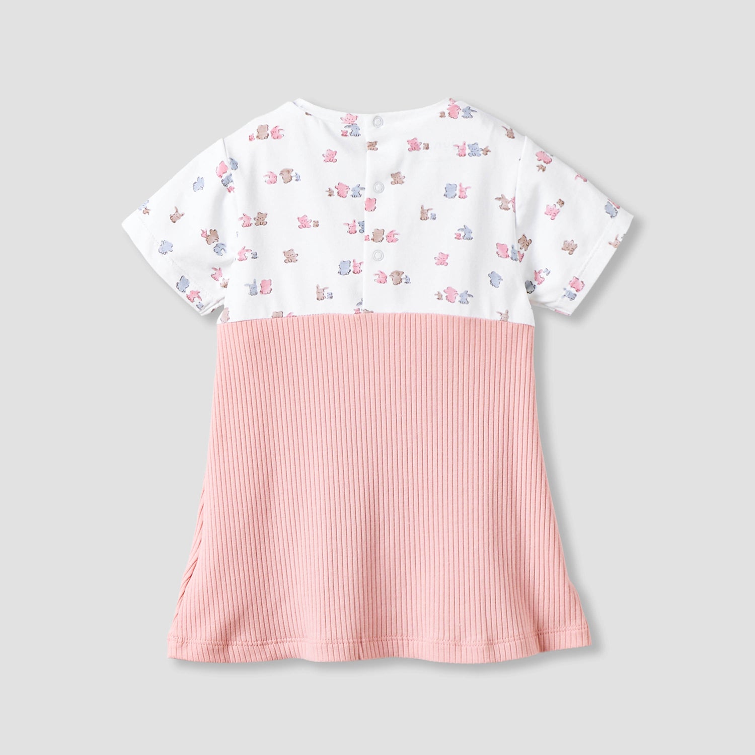 Juniors Round Neck Short Sleeves Knee Length Dress with Bear Print