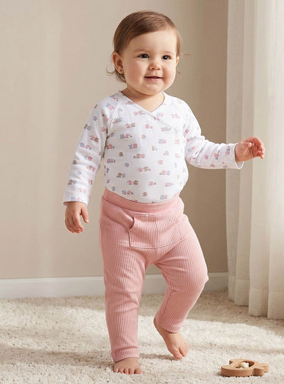 Juniors Cotton V-neck Long Sleeves Pyjama Set with Bear Print-baby-girls-clothing-nightwear-pyjamasets-image-1