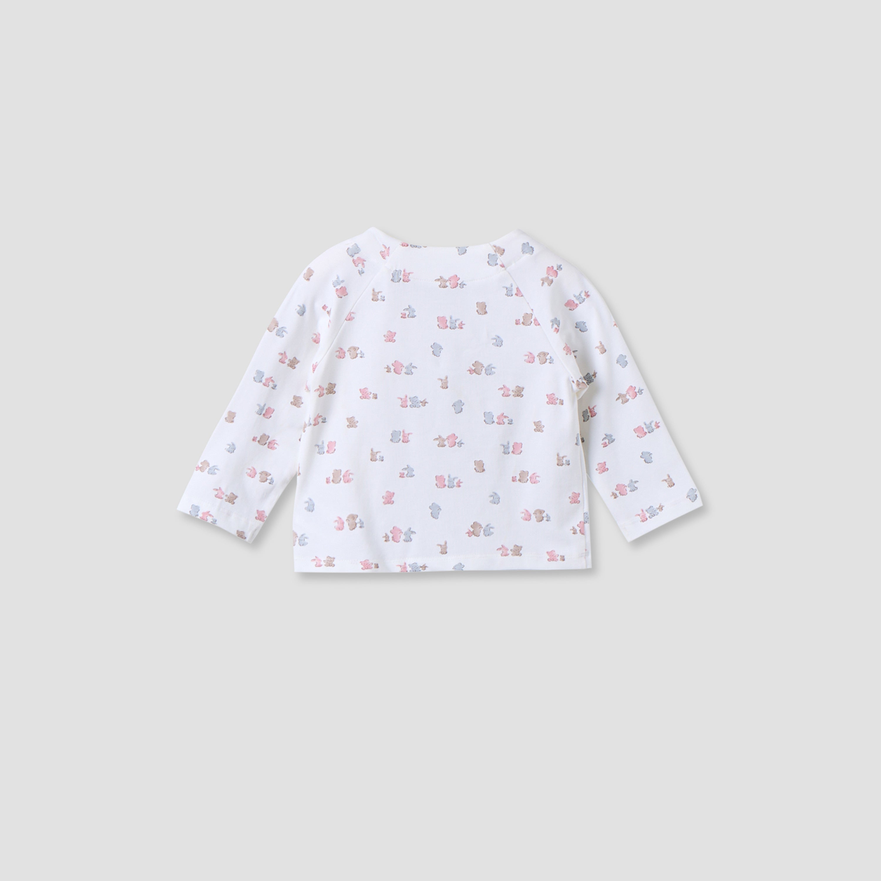 Juniors Cotton V-neck Long Sleeves Pyjama Set with Bear Print