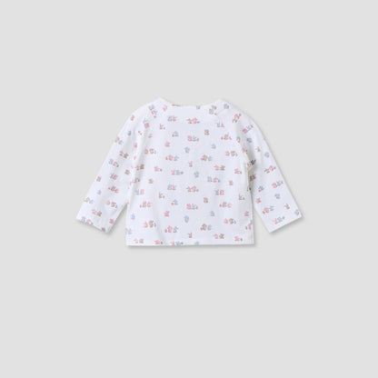 Juniors Cotton V-neck Long Sleeves Pyjama Set with Bear Print