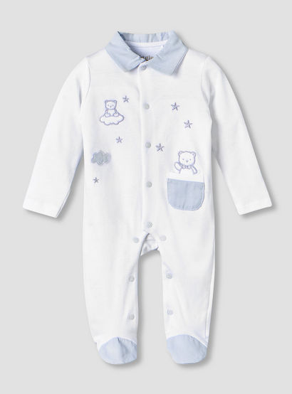 Giggles Cotton Collared Long Sleeves Sleepsuit with Embroidery-baby-boys-clothing-nightwear-sleepsuits-image-1