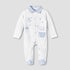 Giggles Cotton Collared Long Sleeves Sleepsuit with Embroidery - Blue / 9-12 mths