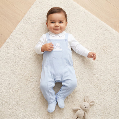 Giggles Cotton Collared Long Sleeves Sleepsuit with Embroidery