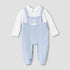 Giggles Cotton Collared Long Sleeves Sleepsuit with Embroidery - Blue / 9-12 mths