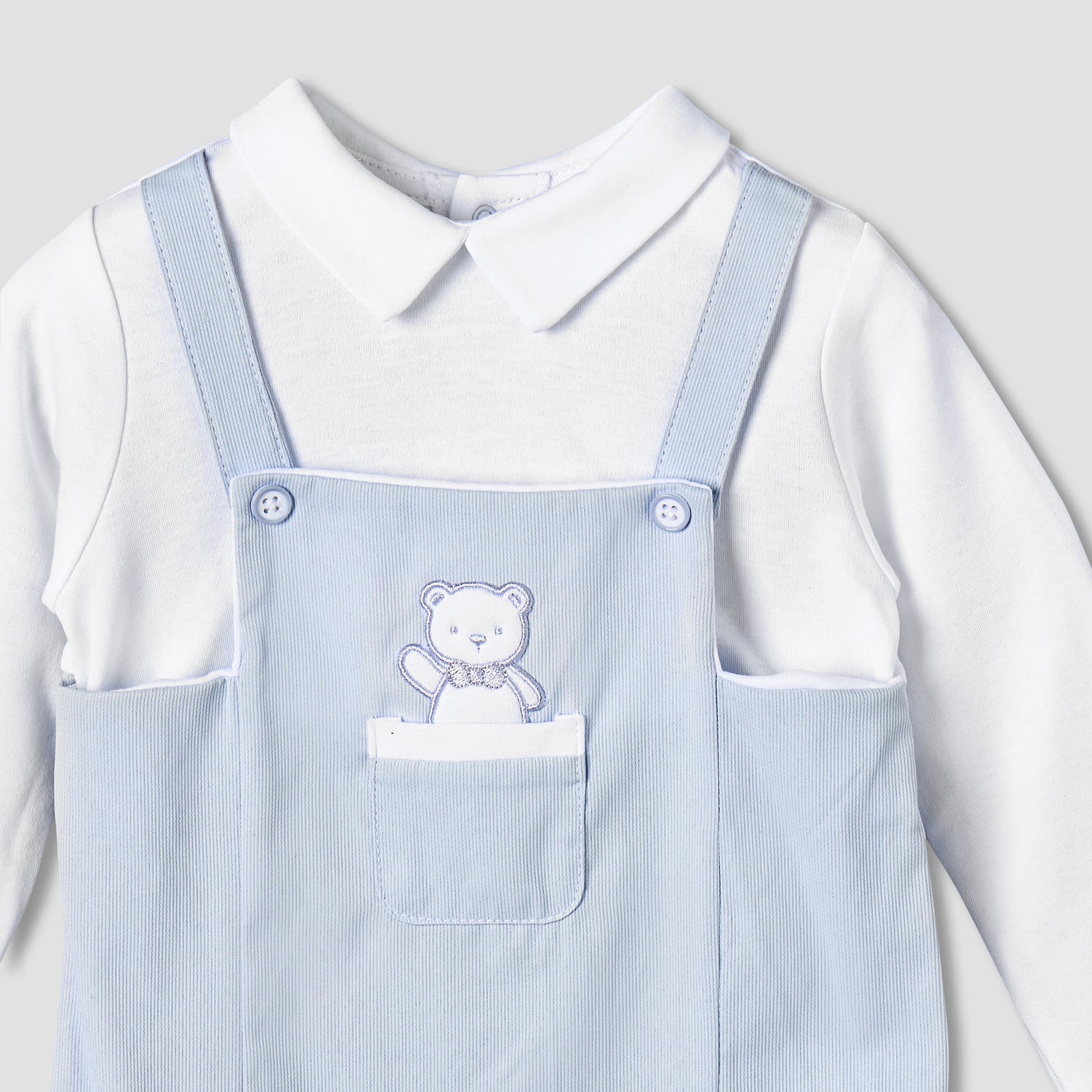 Giggles Cotton Collared Long Sleeves Sleepsuit with Embroidery