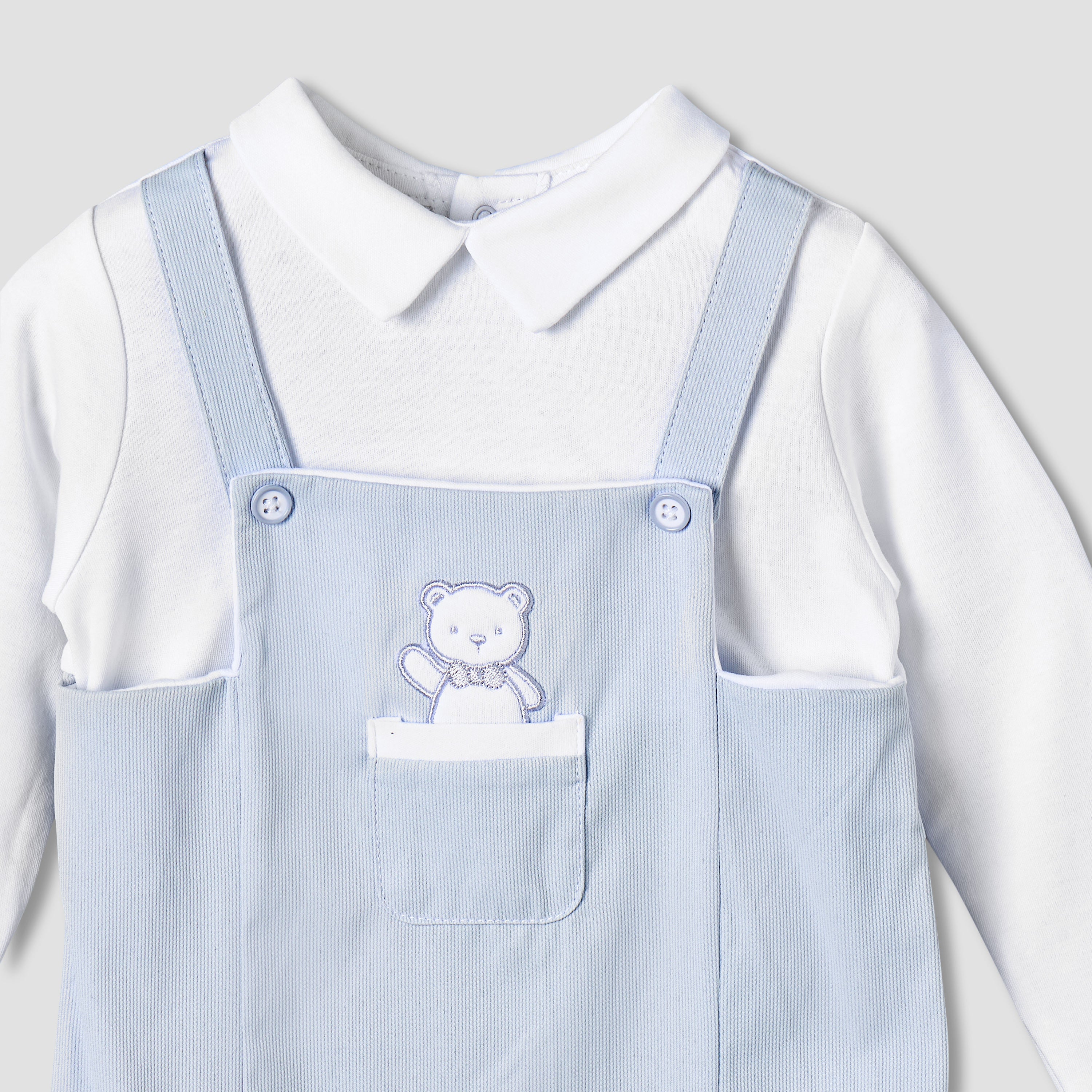 Giggles Cotton Collared Long Sleeves Sleepsuit with Embroidery