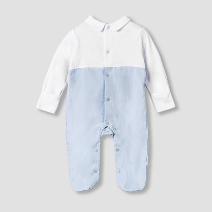 Giggles Cotton Collared Long Sleeves Sleepsuit with Embroidery