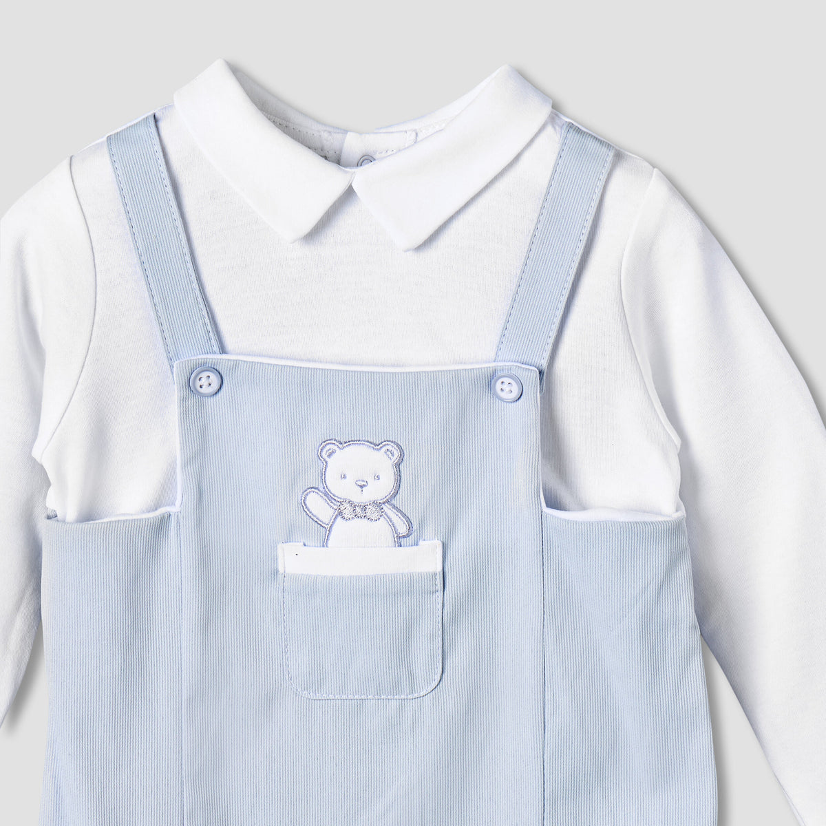 Giggles Cotton Collared Long Sleeves Sleepsuit with Embroidery