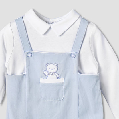 Giggles Cotton Collared Long Sleeves Sleepsuit with Embroidery