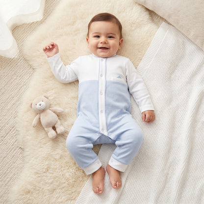 Giggles Cotton Round Neck Long Sleeves Sleepsuit with Pocket Square Detail